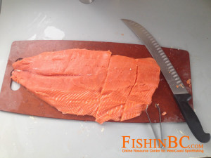 Cedar Plank salmon preparing the cuts